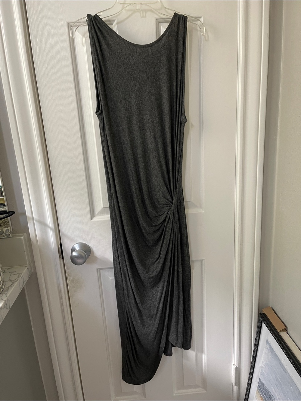 Stella Luce Charcoal Gray Sleeveless Knot-Detail Maxi Dress